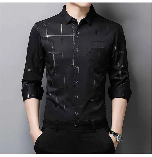 Autumn Striped Shirt - Slim Fit Style for Men