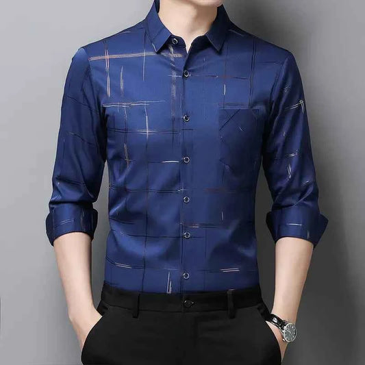 Autumn Striped Shirt - Slim Fit Style for Men