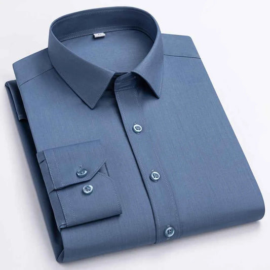 Men's Smooth Bamboo Fiber Dress Shirt - Long Sleeve & Easy Care