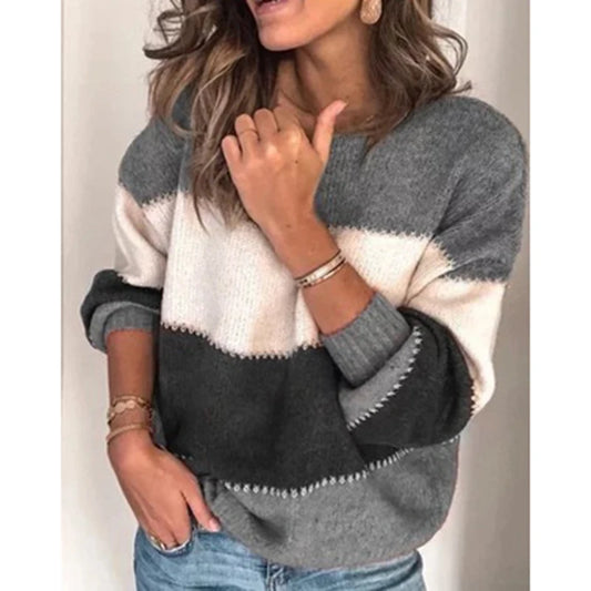 Oversized Stripe Pullover Sweatshirt for Women