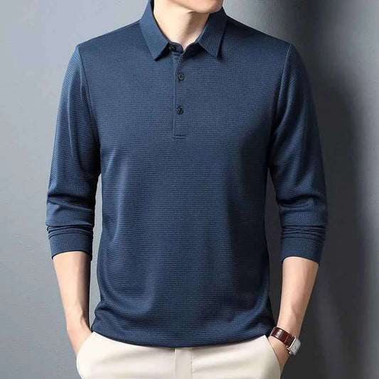 Men's Casual Polo Shirt - Long Sleeve Business Casual Summer Top