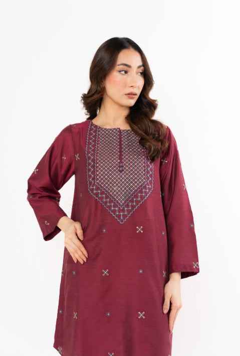 Elegant Embroidered Maroon Shalwar Qameez