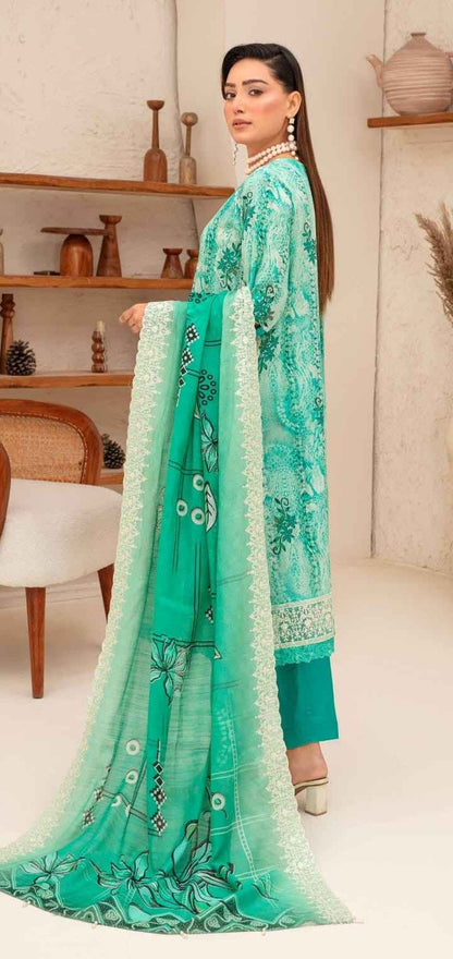 Turquoise Floral Shalwar Qamiz Set