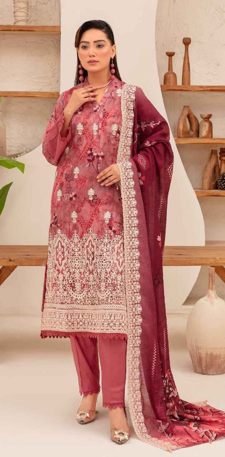 Burgundy Floral Shalwar Qamiz Set